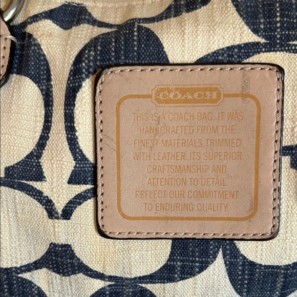 Coach Blue and Tan Patchwork Tote - Picture 2 of 15